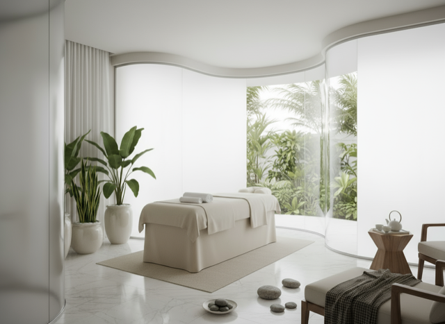 瞬間調光フィルムがもたらす癒し！プライベートスパの新提案